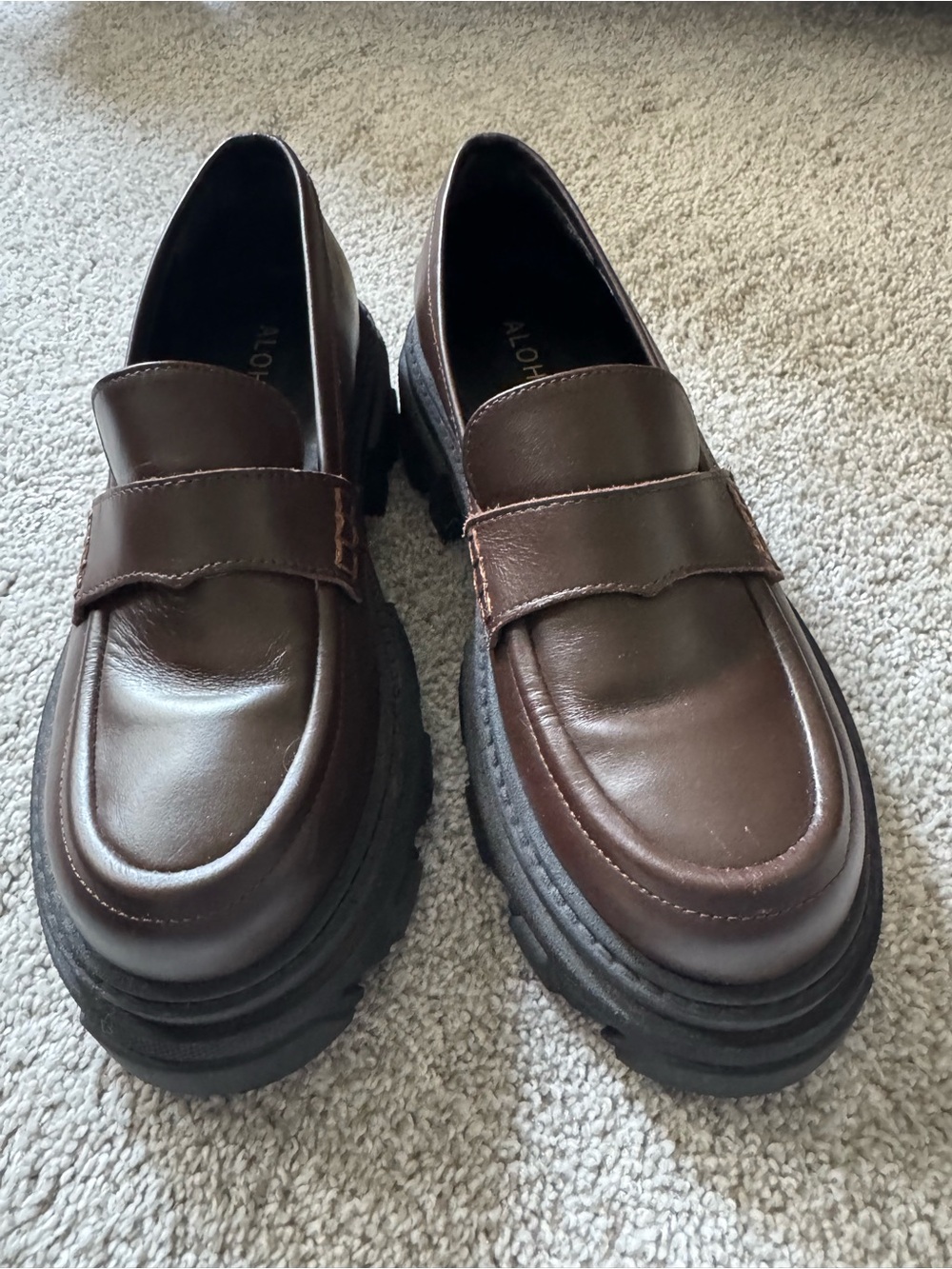 ALOHAS Dark Brown Leather Lug-Sole Penny Loafers- eu size 38 - Picture 3 of 6